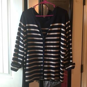 Navy and tan striped cardigan